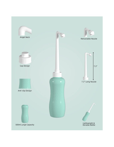 Bidet Portátil Hibbent 2 Pack 500ml Verde - Mano con Boquilla