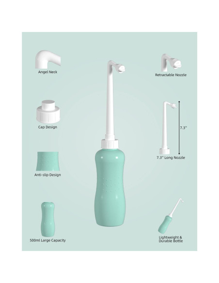 Bidet Portátil Hibbent 2 Pack 500ml Verde - Mano con Boquilla