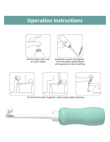 Bidet Portátil Hibbent 2 Pack 500ml Verde - Mano con Boquilla