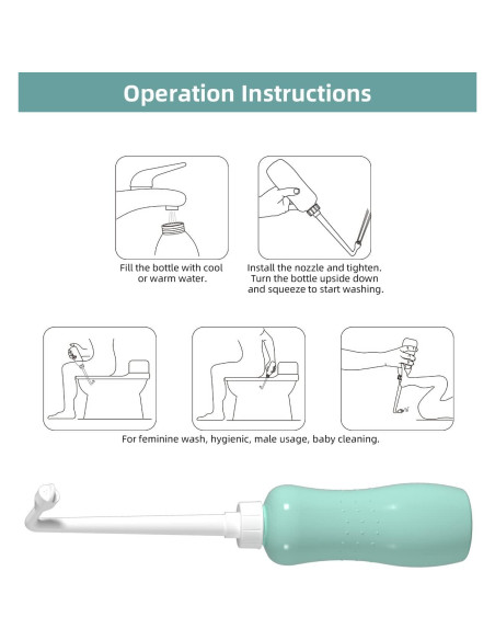 Bidet Portátil Hibbent 2 Pack 500ml Verde - Mano con Boquilla