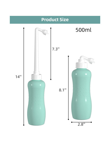 Bidet Portátil Hibbent 2 Pack 500ml Verde - Mano con Boquilla