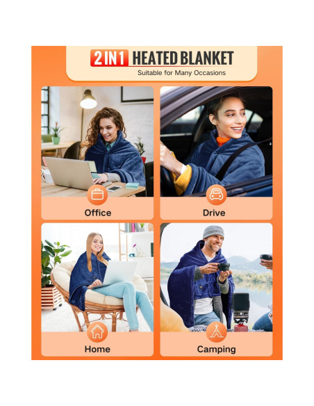 Manta Calentada Portátil Sin Cable Girasol PT68 3 Niveles Calor