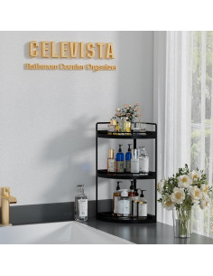 Organizador de Esquina para Baño CeleVista CT3-B 3 Niveles Negro 2