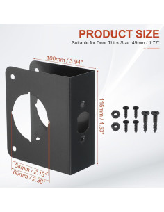 Placa de Refuerzo para Puerta PATIKIL 44.5mm Acero Inoxidable Negra 2