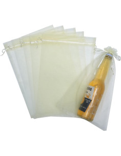 25 Bolsas de Organza Beige 20x30 cm con Cierre para Regalos 2