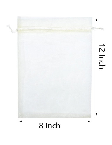 25 Bolsas de Organza Beige 20x30 cm con Cierre para Regalos