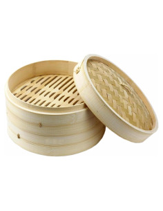 Cesta de Vapor de Bambú JapanBargain 15 cm con Tapa