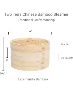 Cesta de Vapor de Bambú JapanBargain 15 cm con Tapa 2