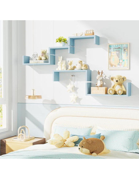 Estantes Flotantes SRIWATANA de Madera Azul - Juego de 5