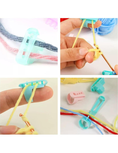 4 Anillos de Ganchillo DUOJINSANXI - Soporte de Hilo Colores