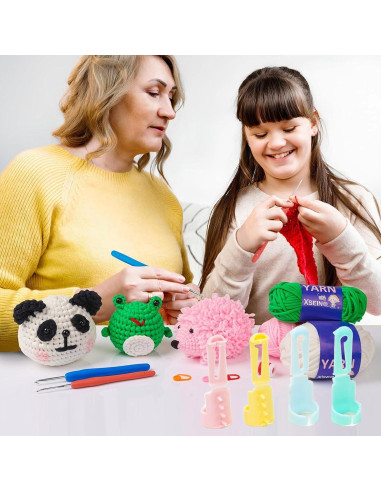 4 Anillos de Ganchillo DUOJINSANXI - Soporte de Hilo Colores