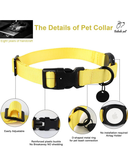 Collar para Perro Babole Pet AirTag Amarillo Ajustable S