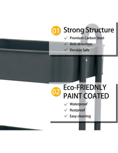 Carro de Almacenamiento Móvil Wonline 3 Niveles Metal Gris 2