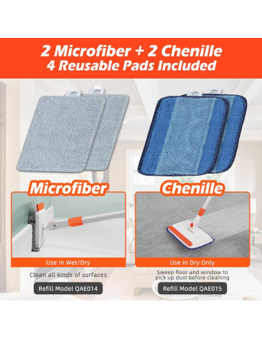 Limpiador de Zócalos QAestfy con Mango Ajustable 124 cm