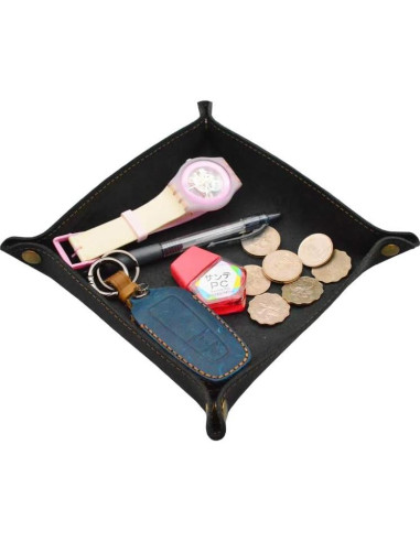 Bandeja de Valet Aolaso de Cuero Vintage 22x22cm