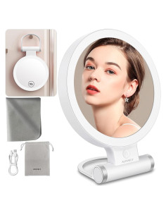 Espejo de Aumento Alovely LED 1X/10X Plegable para Viaje