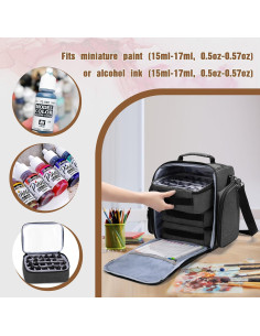 Estuche BAFASO para 72 Botellas de Pintura Miniatura Negro 2