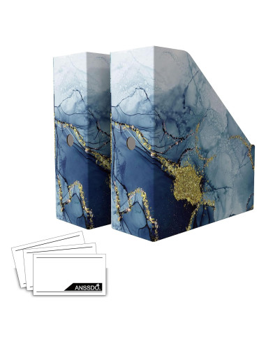 Soporte de Revistas de Cartón Azul Dorado - Paquete de 6