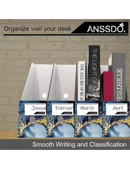 Soporte de Revistas de Cartón Azul Dorado - Paquete de 6