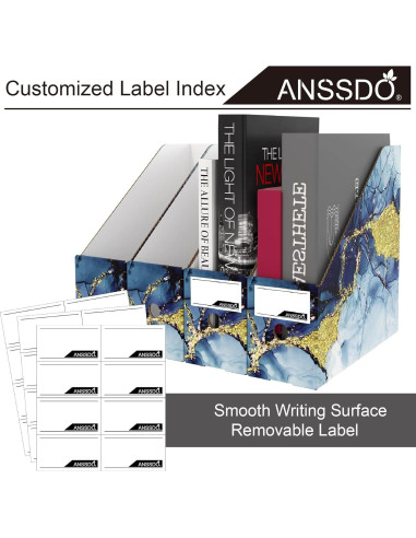 Soporte de Revistas de Cartón Azul Dorado - Paquete de 6