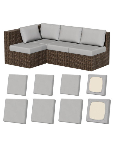 8 Fundas de Cojines de Patio Elásticas Vorshape Gris-Aire