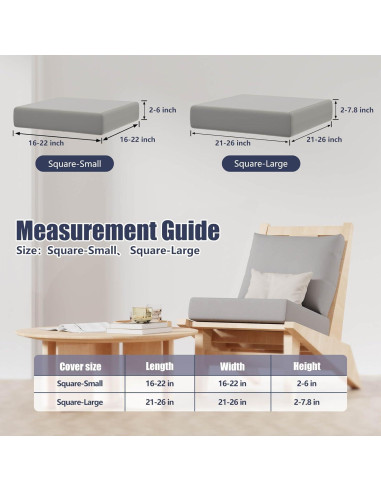 8 Fundas de Cojines de Patio Elásticas Vorshape Gris-Aire