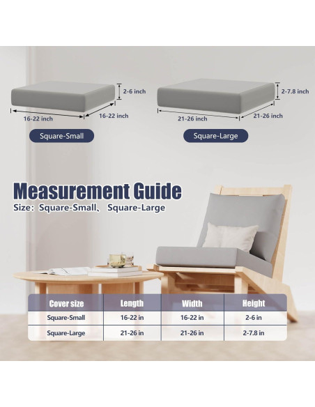 8 Fundas de Cojines de Patio Elásticas Vorshape Gris-Aire
