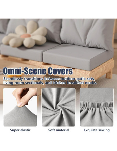 8 Fundas de Cojines de Patio Elásticas Vorshape Gris-Aire