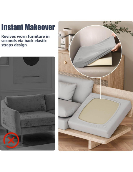 8 Fundas de Cojines de Patio Elásticas Vorshape Gris-Aire