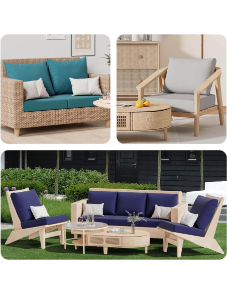 8 Fundas de Cojines de Patio Elásticas Vorshape Gris-Aire