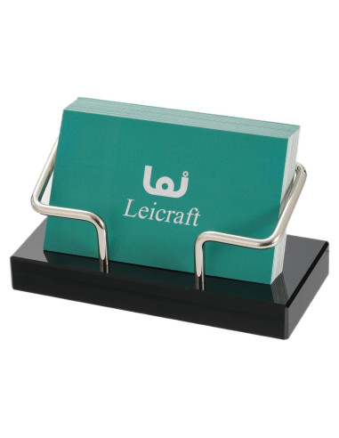 Soporte para Tarjetas de Visita Leicraft Acrílico y Metal Negro Plata