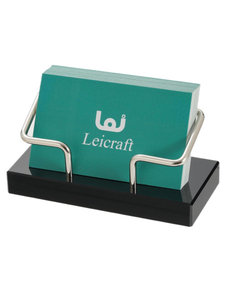 Soporte para Tarjetas de Visita Leicraft Acrílico y Metal Negro Plata