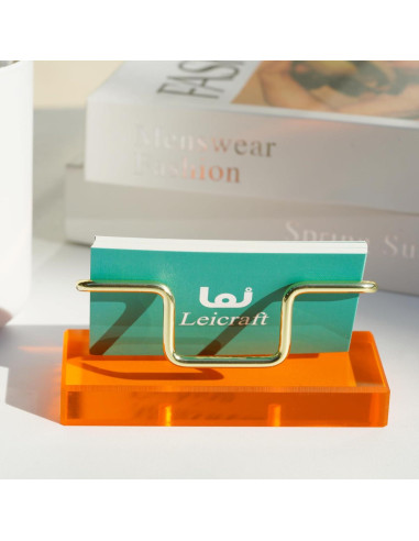 Soporte para Tarjetas de Visita Leicraft Acrílico y Metal Negro Plata