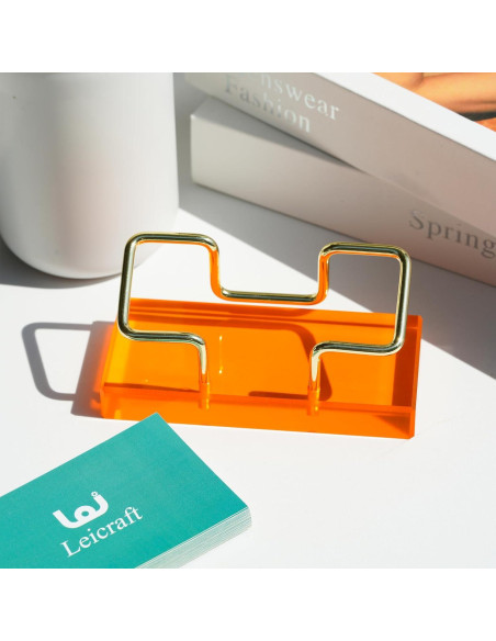 Soporte para Tarjetas de Visita Leicraft Acrílico y Metal Negro Plata