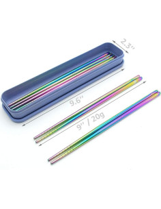 Juego de 5 Pares de Palillos de Acero Inoxidable M MUGIT 23 cm 2