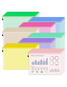 Bolsas de Cremallera de Malla Smarpau 32PCS A4 Impermeables