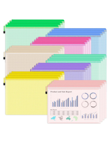 Bolsas de Cremallera de Malla Smarpau 32PCS A4 Impermeables