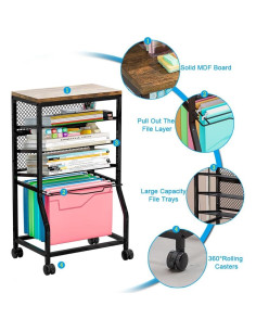 Carro de Archivos Rodante INGIORDAR Negro 5 Niveles 4 Ruedas 2