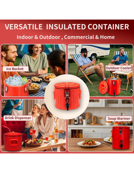 Dispensador de Bebidas Calientes JopaihoVie 13L Rojo - Paquete de 2