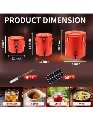 Dispensador de Bebidas Calientes JopaihoVie 13L Rojo - Paquete de 2