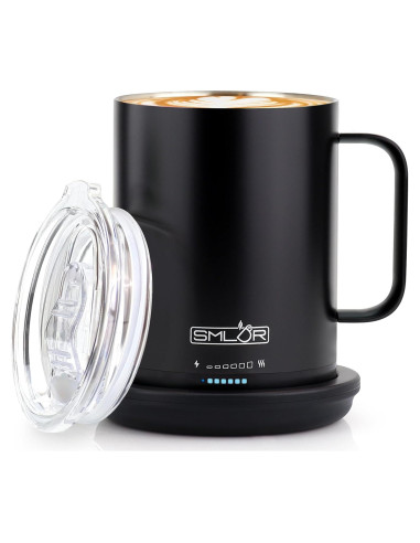 Taza Inteligente SMLDR Pro 414 ml Auto-Calentada Negra