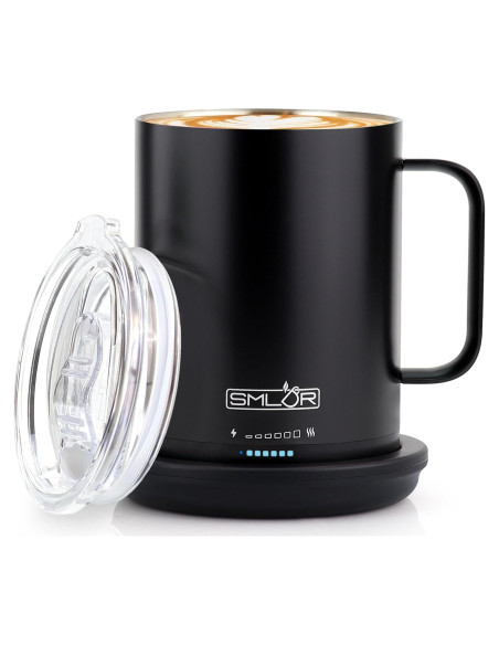 Taza Inteligente SMLDR Pro 414 ml Auto-Calentada Negra