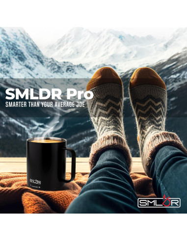 Taza Inteligente SMLDR Pro 414 ml Auto-Calentada Negra