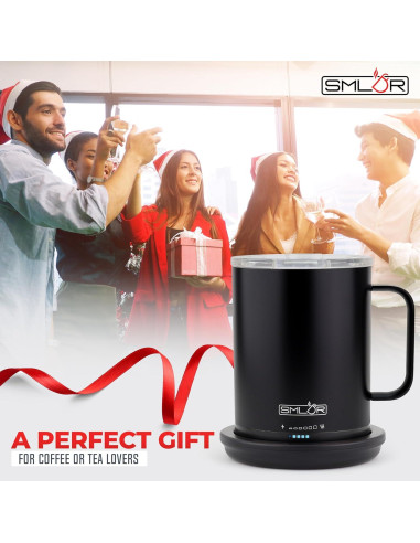 Taza Inteligente SMLDR Pro 414 ml Auto-Calentada Negra