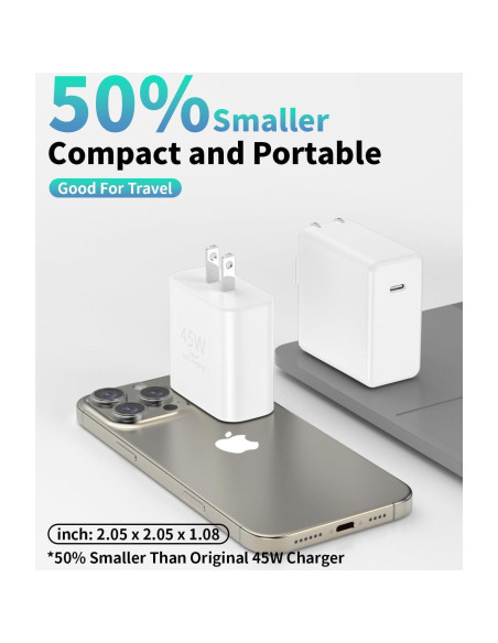 Cargador USB-C 45W Tiavalmax 2-Pack con Cable 10 pies