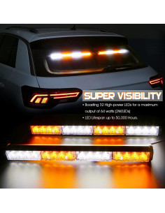 Barra de Luz LED de Emergencia BooYu 32 LEDs 64W Ámbar/Blanco 2