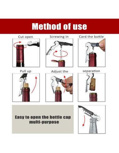 12 Sacacorchos Plegables RECUTMS de Acero Inoxidable