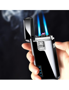 Encendedor eléctrico 2 en 1 Malisseladi butano y plasma negro 2