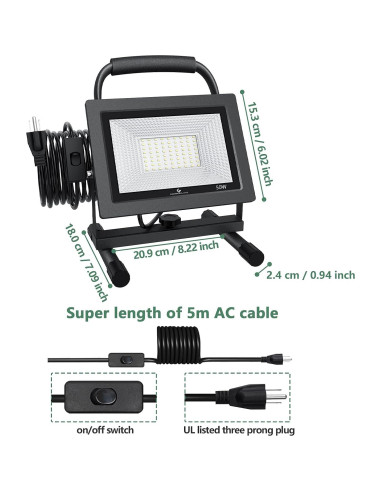 Luz de Trabajo LED Glorious-Lite 50W 5000LM IP66 Ajustable