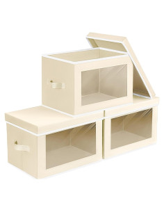 Cajas de Almacenamiento Plegables Homsorout - 3 Unidades Beige